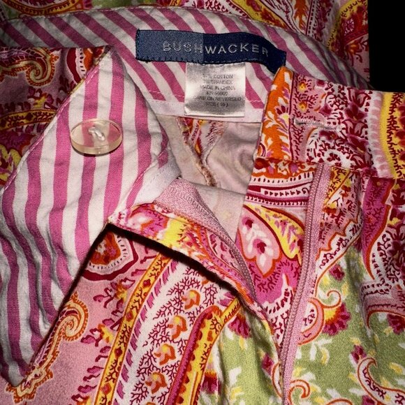 Bushwacker Boho Psychedelic Paisley Capri Pants Sz 10 Retro Y2K Festival Vibes - Picture 5 of 7